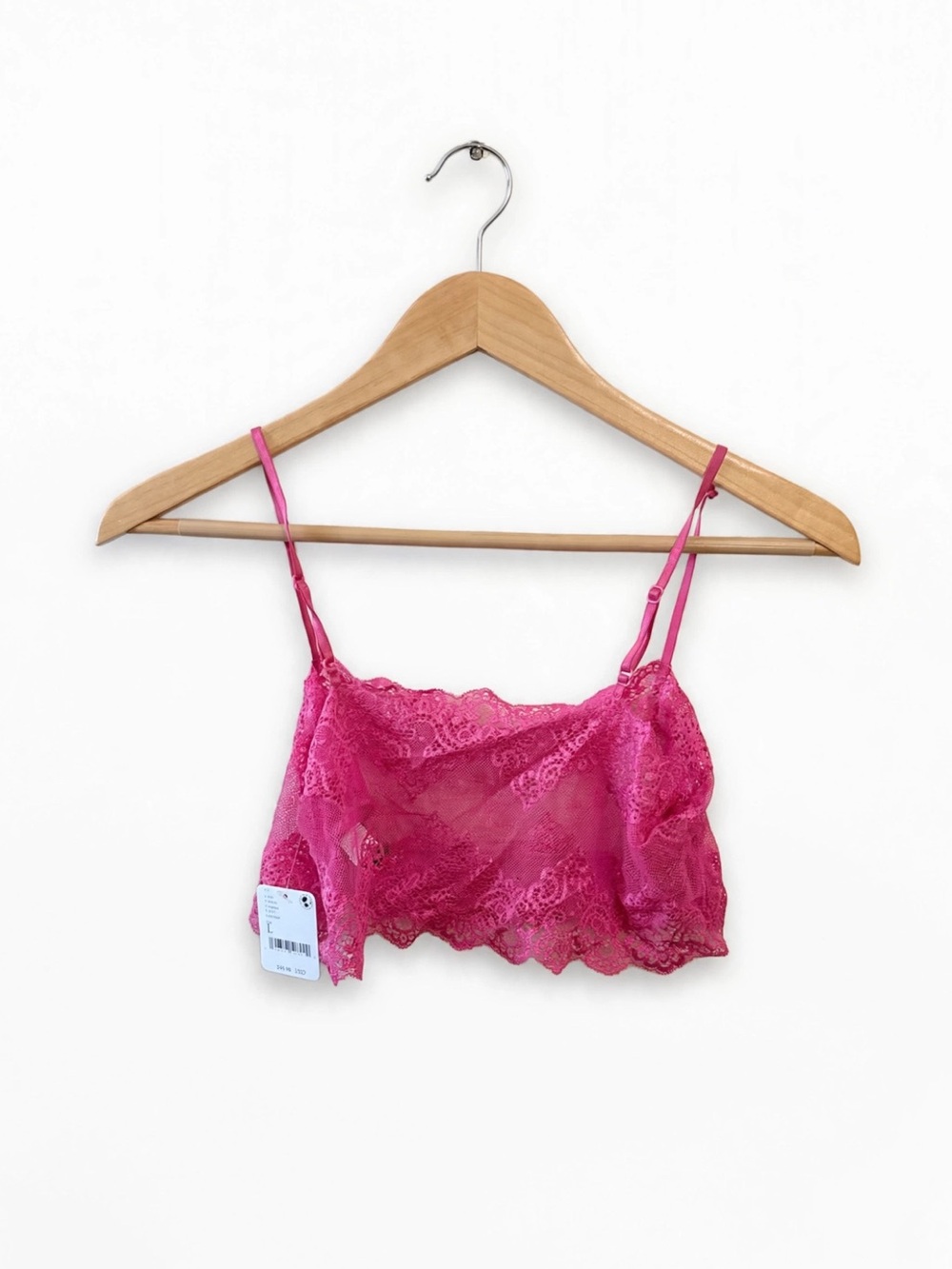 Intimately By Free People Lace Sheer Bandeau Bralette in Hot Pink- Size L (nwt)
